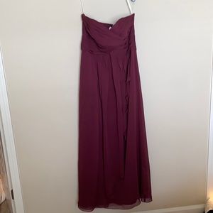 Davids bridal wine strapless chiffon dress
